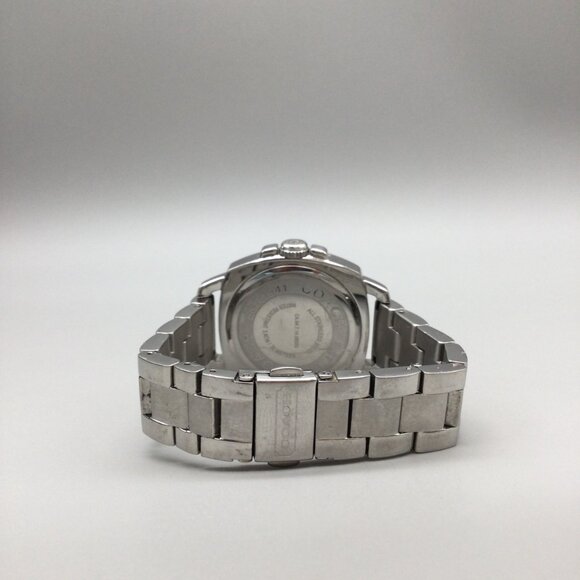 Coach Boyfriend Watch Women 35mm Silver Tone Bling Logo Dial New Battery 6" - Picture 5 of 13